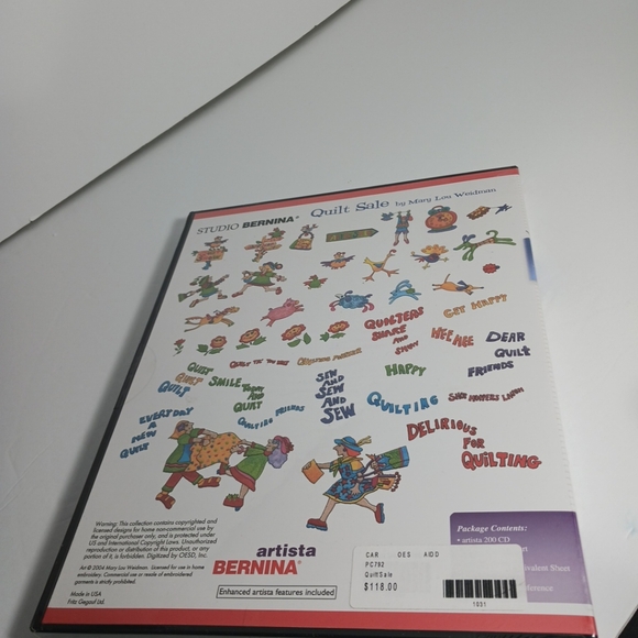 BERNINA Studio 200 Series Embroidery CD Version #792 QUILT SALE by Mary Lou W. - Picture 2 of 5